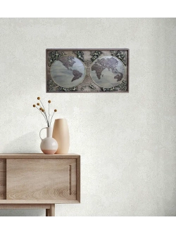 Картина из дерева "Карта Мира" 44х23,5х4 см