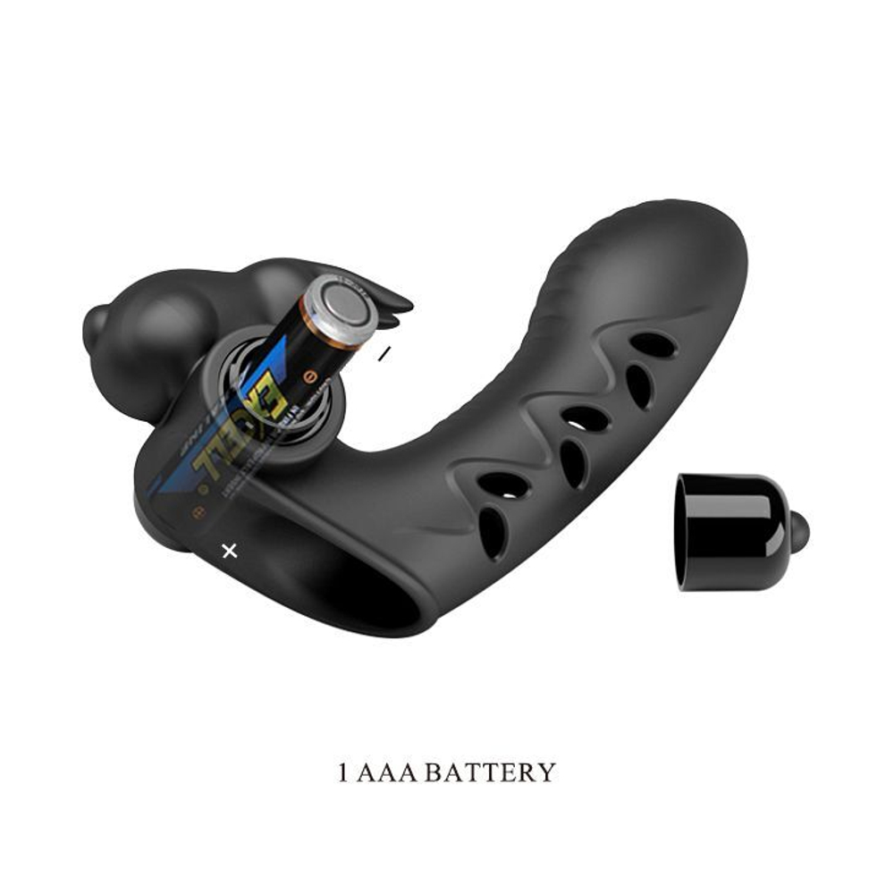 Черная вибронасадка на палец Vance (Цвет: черный)