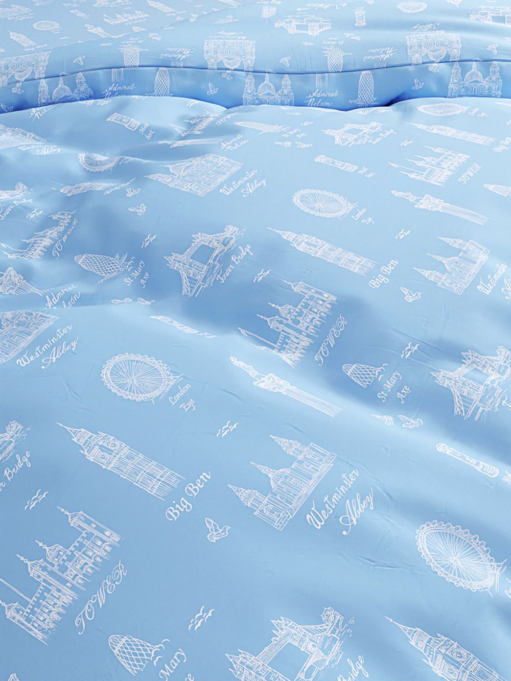 Постельное белье Сказка "Биг Бен" евро Наволочка 50х70 см 2 шт Простынь на резинке 180х200 см Пододеяльник 200х215 см, перкаль