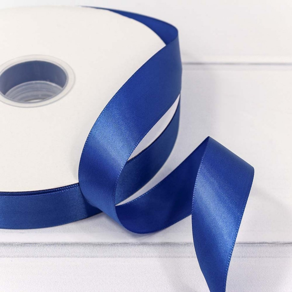 Лента Атласная 2,5см х 110м Полиэстер класс А (Синий)