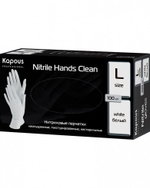 Kapous Professional Перчатки нитриловые Nitrile Hands Clean, неопудренные, текстурированные, нестерильные, Белый, L, 100 шт