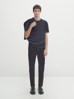 Massimo Dutti Футболка из 100% хлопка, темно-синий