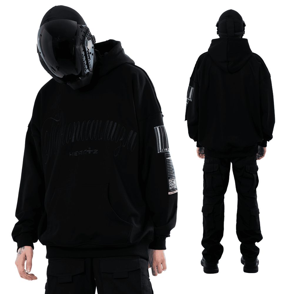 Худи Heartz Технопессимизм Heavycotton Embroided Blackout черный