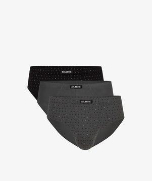 Мужские трусы (3шт) слипы классика Atlantic 3MP-101/06 , черные + темный хаки + хаки