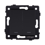 Выключатель 2-клавишный 10А/250В с LED подсветкой, черный матовый Kollinger REA-S-008BM для Aspekt, Eleganz, Reflex