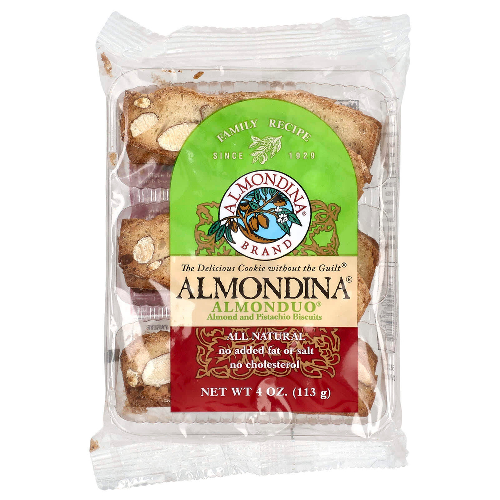 Almondina, Almonduo, миндальное и фисташковое печенье, 113 г (4 унции)