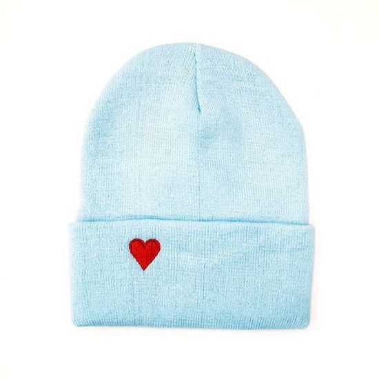 Шапка The Dollar Club Классика Красное сердце (голубой)