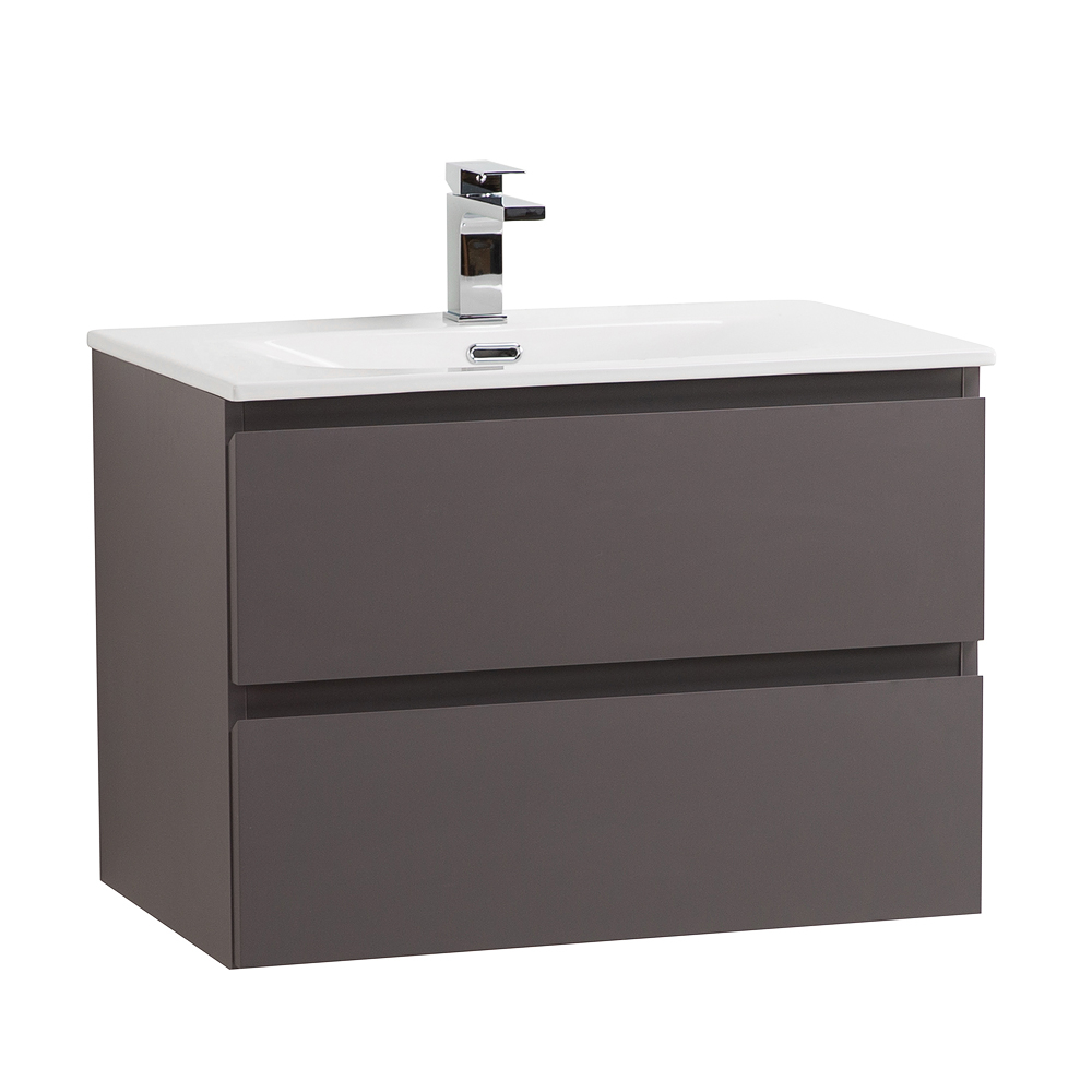 Тумба с раковиной подвесная BelBagno KRAFT-600-2C-SO-GSO Темно-Серый матовый, раковина белая BB-8099-60