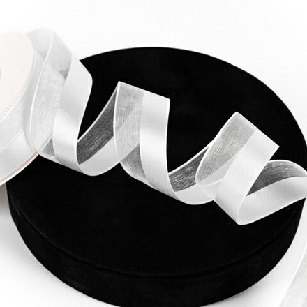 Лента атлас/шифон "Премиум" 2,5см*18м Белый