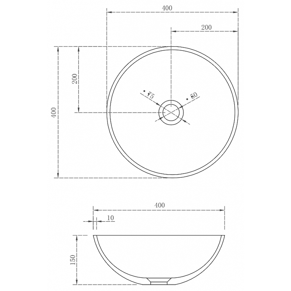 Раковина-чаша Abber Stein 40 AS2608 Белая матовая