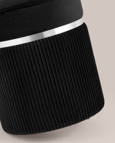 Пуф Миранда с ящиком серебро велюр черный