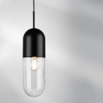 690017 Подвесной светильник RAMO 1х40W E27 ЧЕРНЫЙ МАТОВЫЙ/ПРОЗРАЧНЫЙ