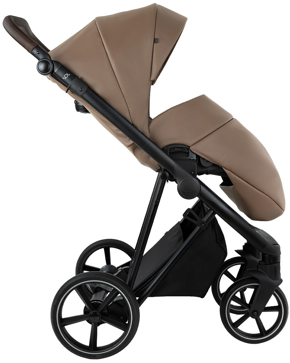 Детская коляска Roan Sol Vintage Leather 2.0 3 в 1 с автокреслом Pituso Santiso Pro Black SL/11/L Camel/Black/руч.Тем.коричневый