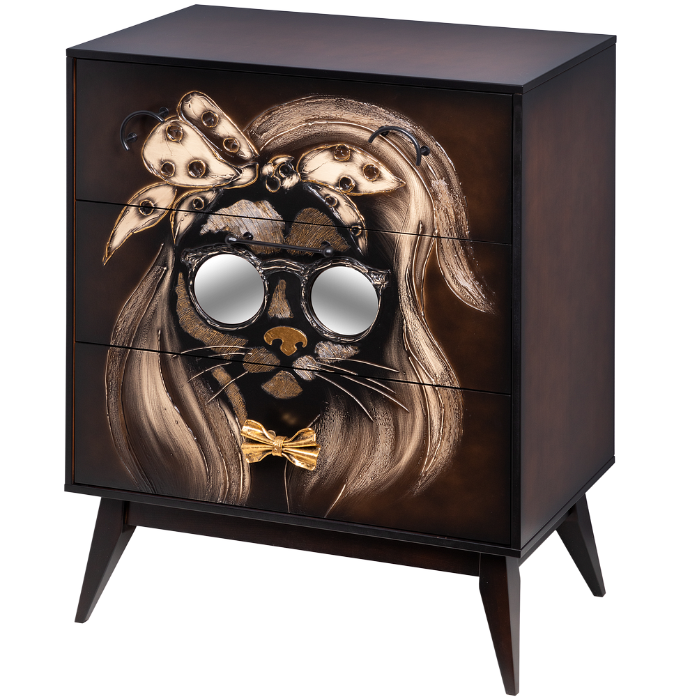 Комод Собака Микаэла с 3 ящиками Каштан
