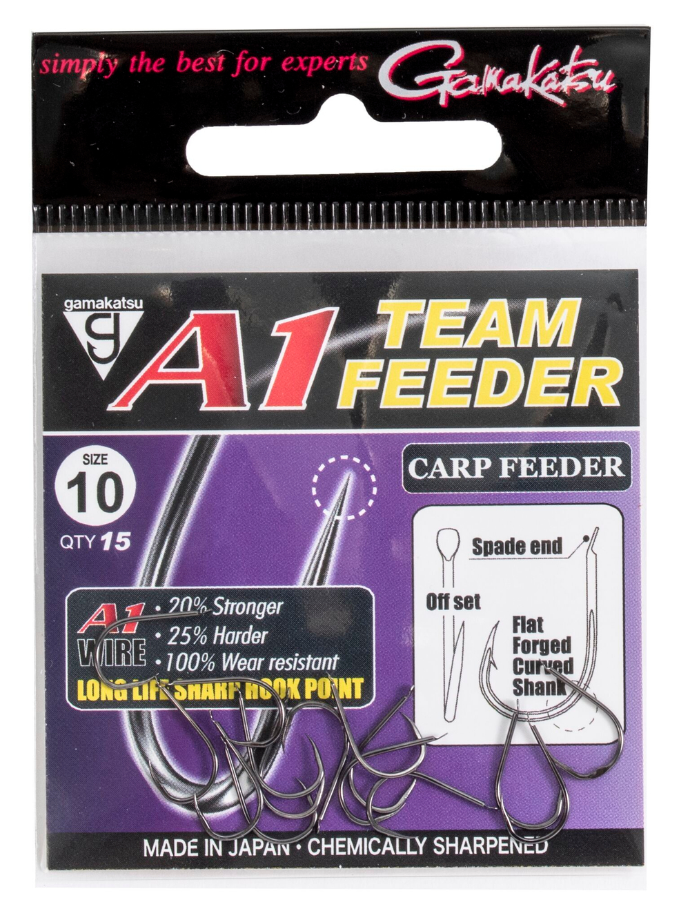 Крючки Gamakatsu A1 Team Feeder HOOKS CARP FEEDER разм. 10 15шт.