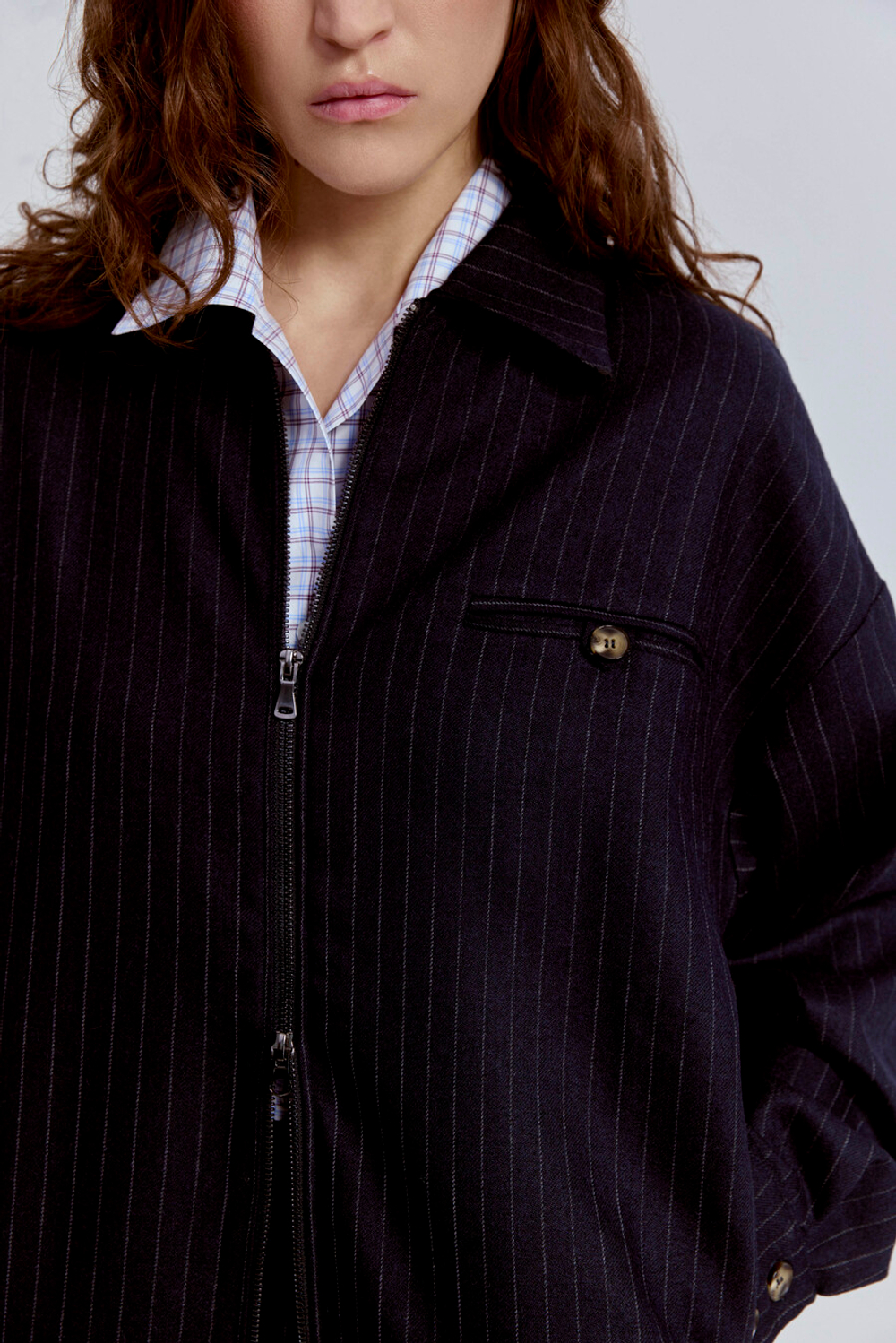 Бомбер в полоску из шерсти