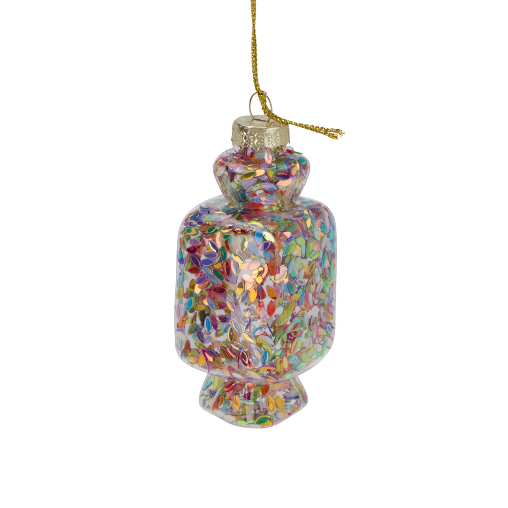 Елочное украшение конфета стекло в ассортименте 4*8 см