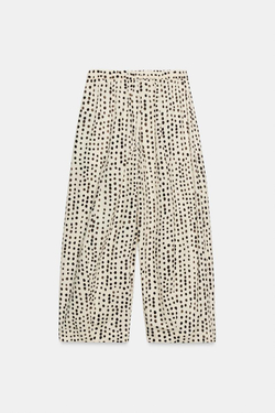 ZARA БРЮКИ В ПИЖАМНОМ СТИЛЕ В ГОРОШЕК — ZW COLLECTION, ЭКРЮ/ЧЕРНЫЙ