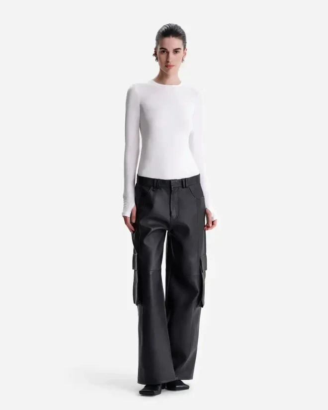 Брюки карго из кожи наппа