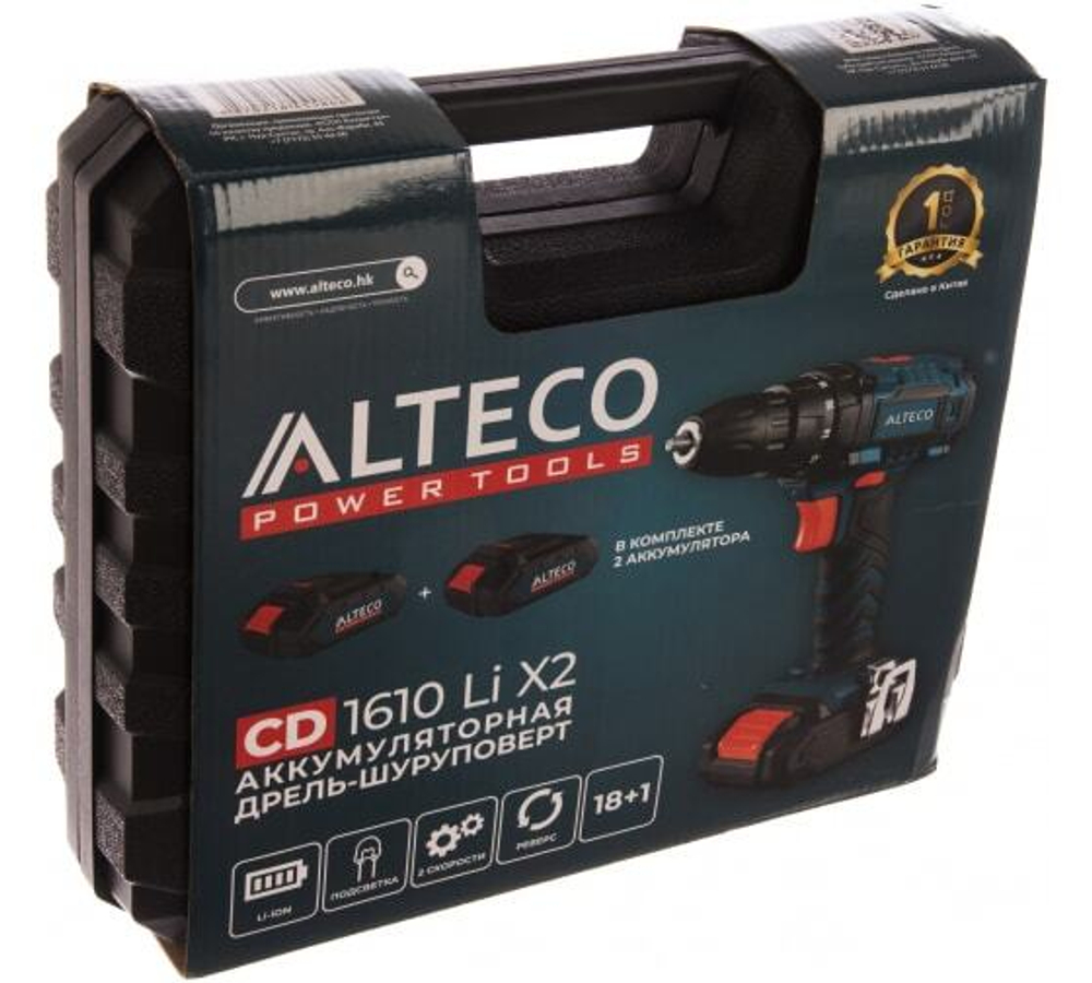 Аккумуляторная дрель шуруповёрт CD 1610 Li X2 ALTECO