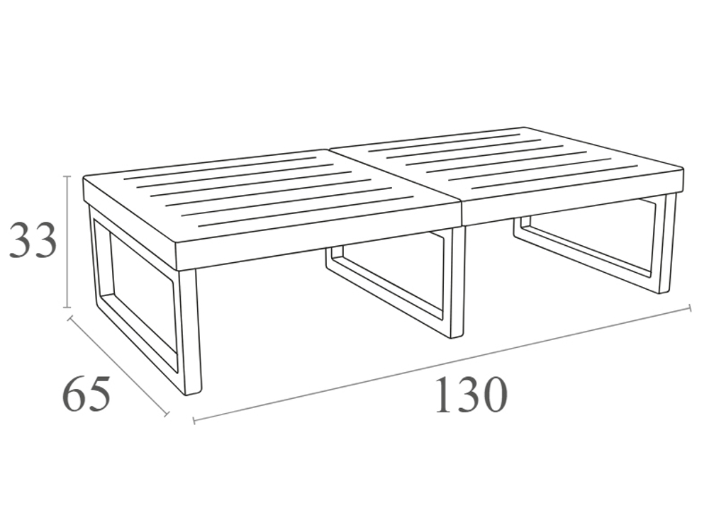 Столик пластиковый журнальный Siesta Contract Mykonos, 1300х650х330, бежевый