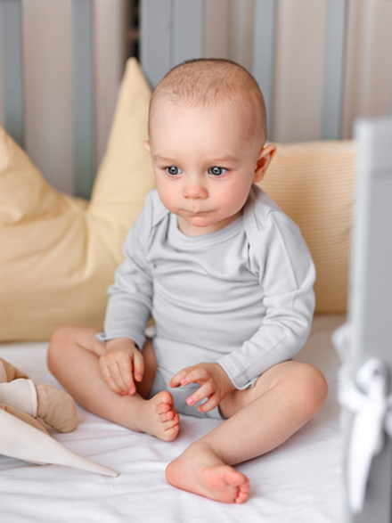 Боди с длинным рукавом LooJoo Серый шелк