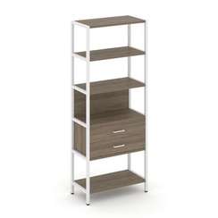 Shelf System Односекционный стеллаж пятиярусный с ящиками SN.STM-512 Вяз Благородный/Металл Белый 81