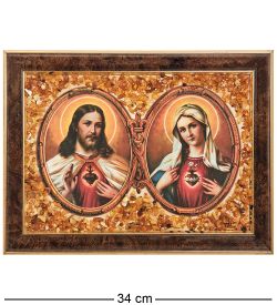 AMB-02/ 1 Икона «Иисус и Мария» (с янтарной крошкой) L-34см