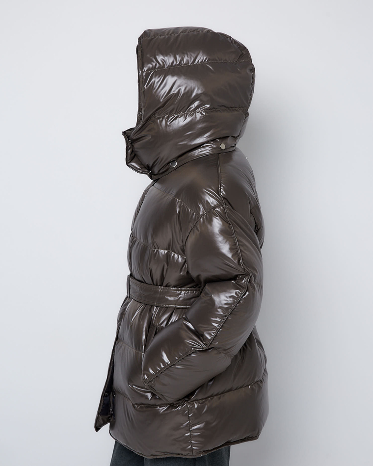 Пуховик со съемным капюшоном из нейлона Монклер хаки