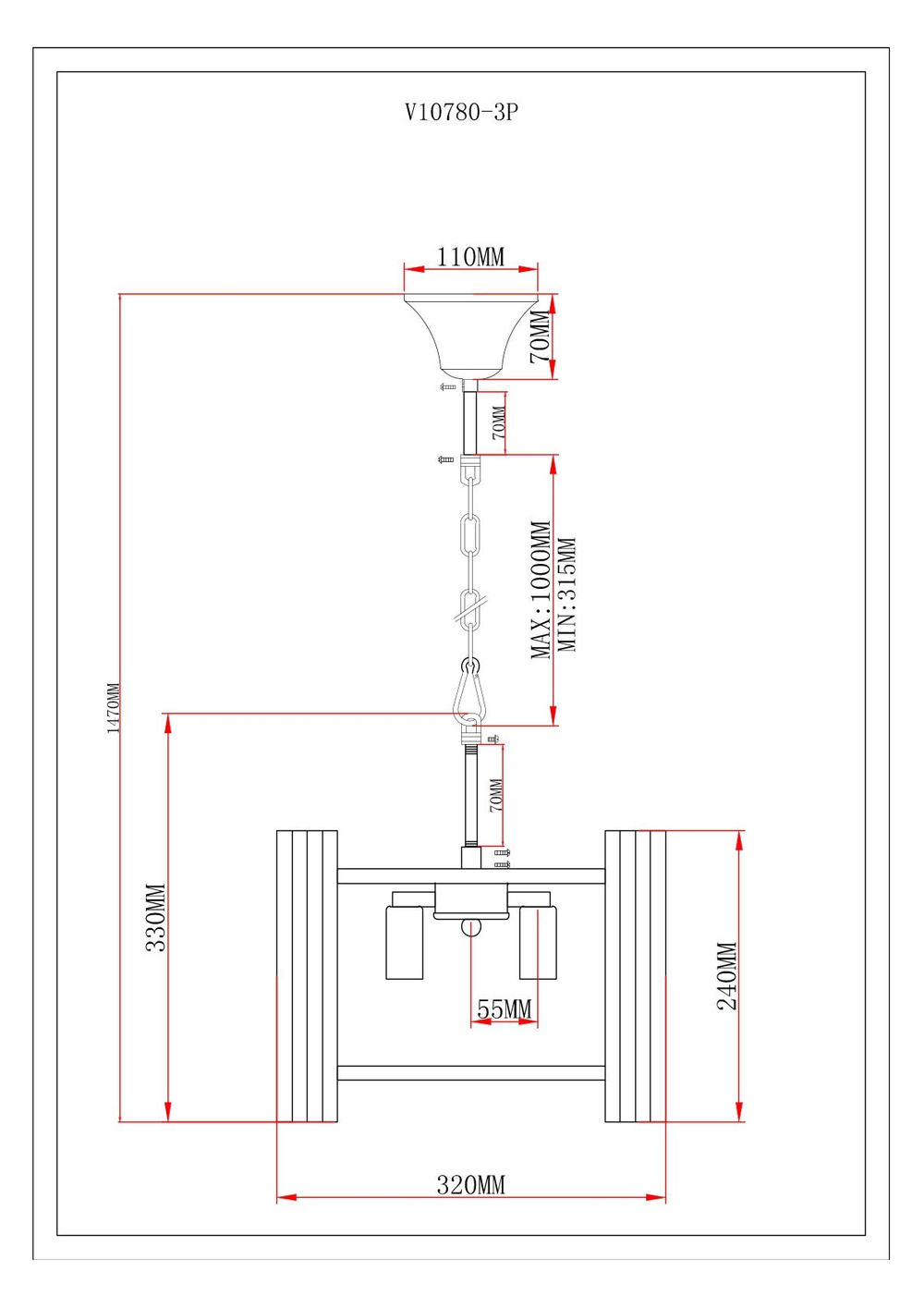 Светильник подвесной Moderli V10780-3P Monte