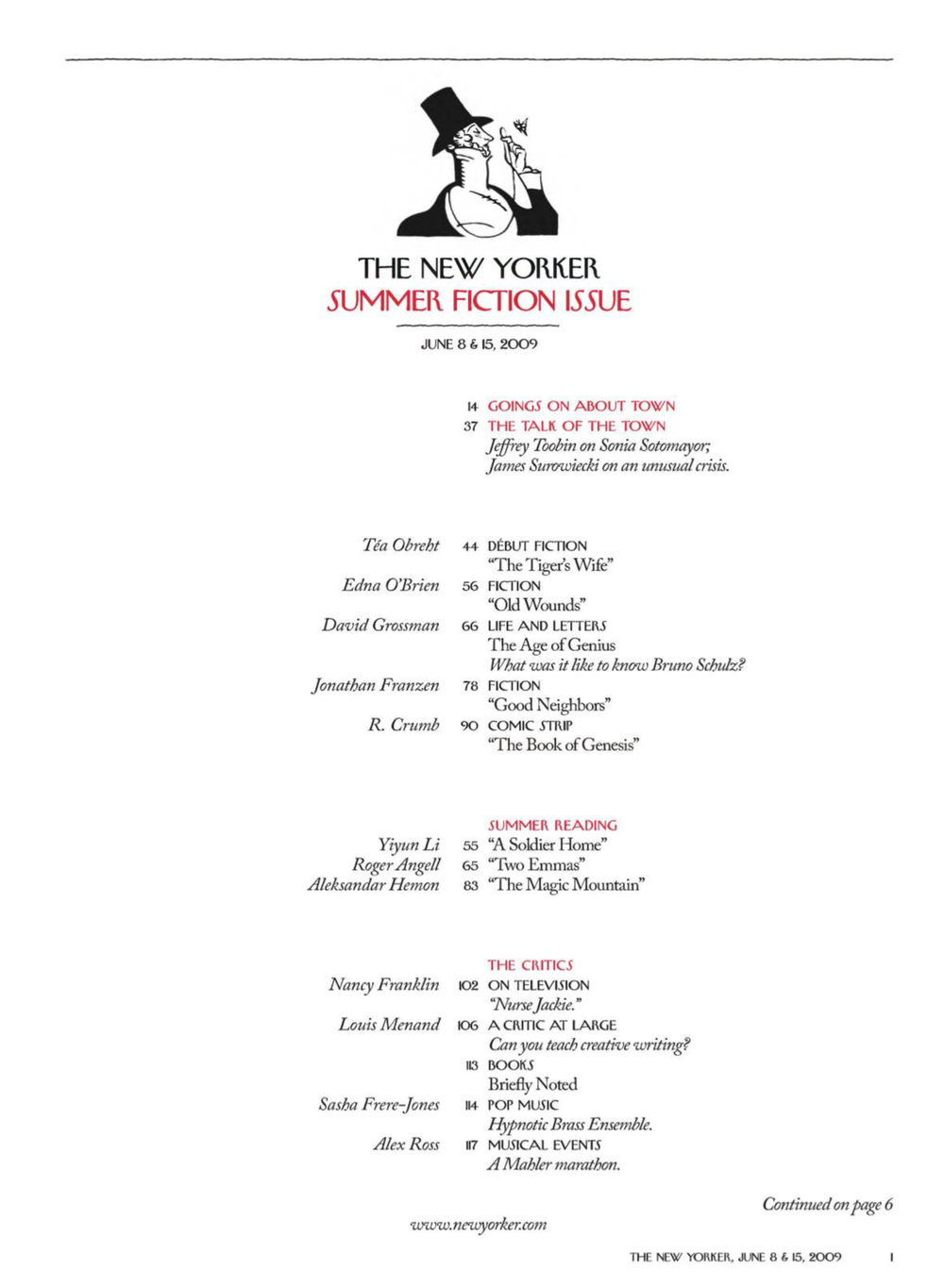 Журнал The New Yorker 01-06-2009