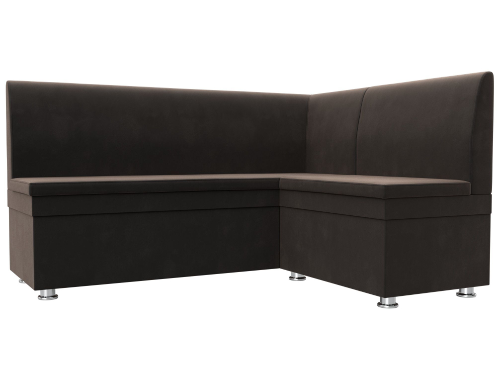 Диван кухонный угловой Уют правый угол, Коричневый, Велюр, 109624