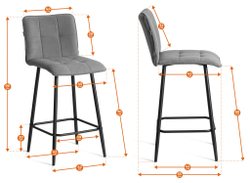 Полубарный стул  Bari/Бари велюр, бежевый, 7, 42х55х99 см