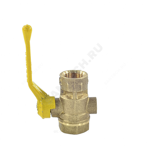 Кран для манометра шаровой латунь 11Б27п10 Ду 15 Ру16 ВР G1/2"-М20х1,5 с рукояткой без фланца флажок/рычаг для газа Цветлит ZW10019