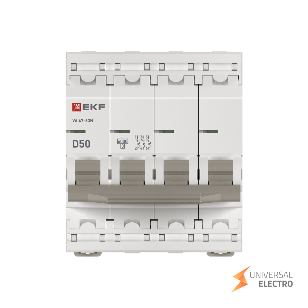 Автоматический выключатель 4P 50А (D) 6кА ВА 47-63N EKF PROxima