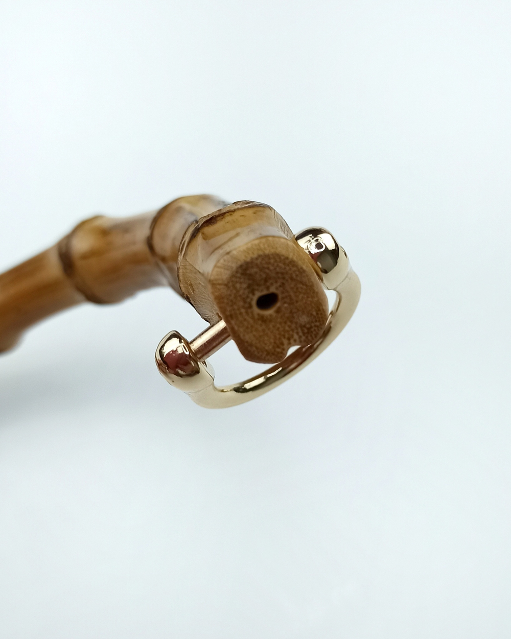 Ручка для сумки, бамбук, с полукольцами, 13,5 × 10,5 см, металл золото