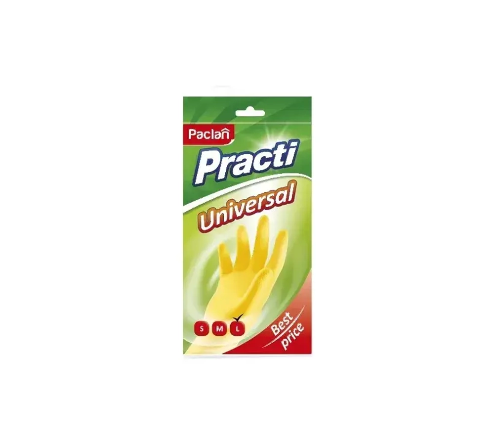 Перчатки резиновые латекс с х/б напыл. PACLAN Practi Universal L (большой)