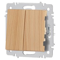 Выключатель Intro Accent 6-104-11 двойной, 10А-250В, IP20, СУ, AL/CU, сосна