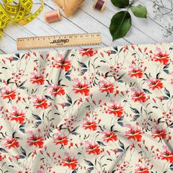 Ткань барби яркие оранжевые цветы