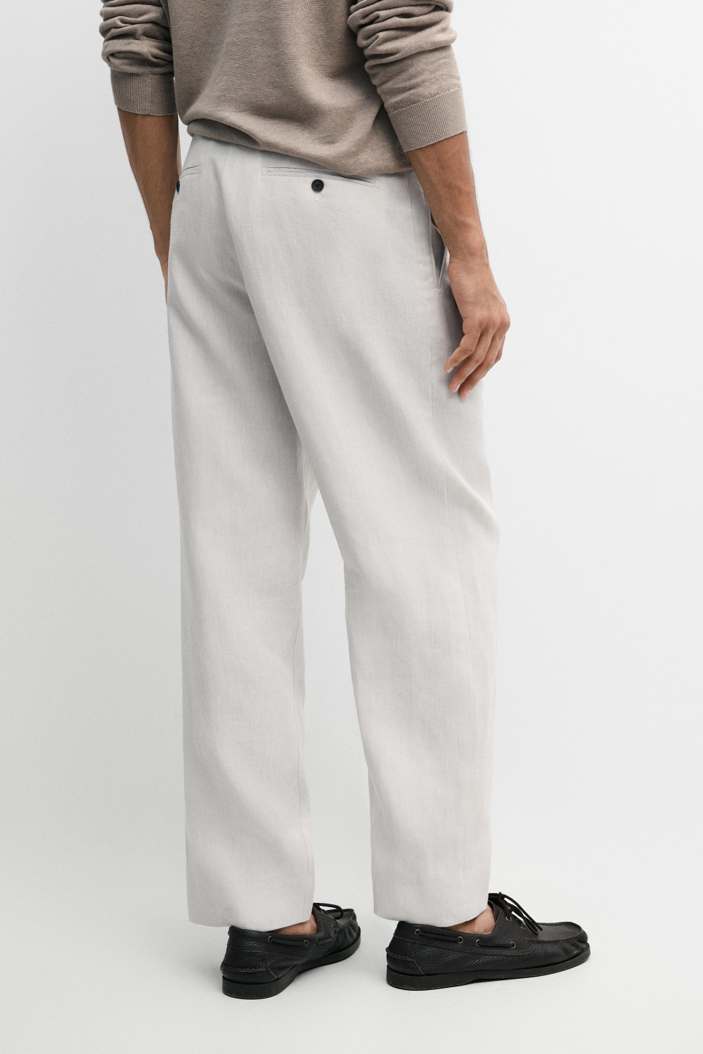 Massimo Dutti Льняные брюки Barrel приталенного кроя, ледяной