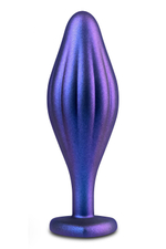 Фиолетовая анальная пробка с кристаллом-сердцем Matrix Wavy Bling Plug - 11,4 см. (Цвет: фиолетовый)