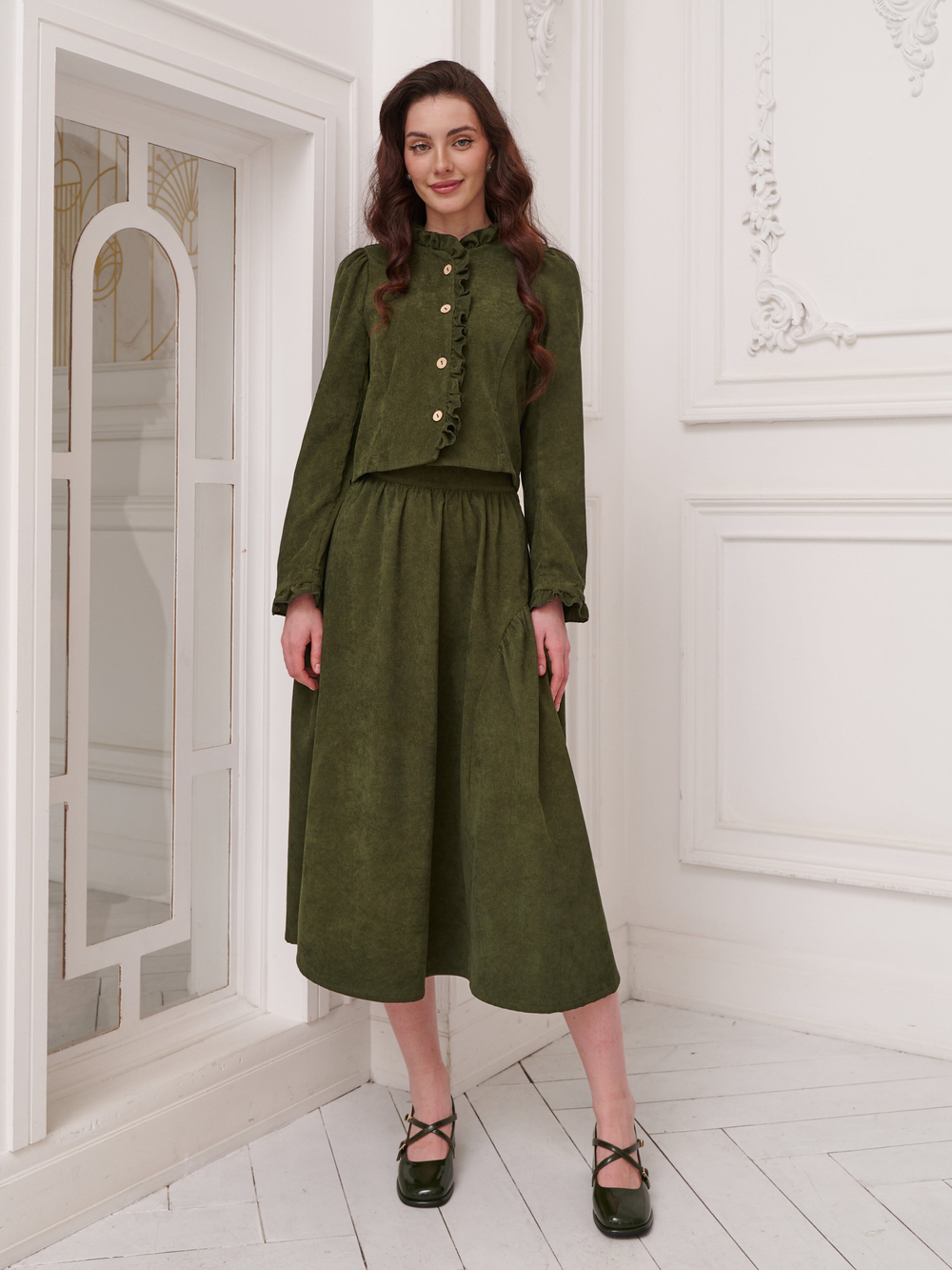 Юбка бохо вельветовая миди