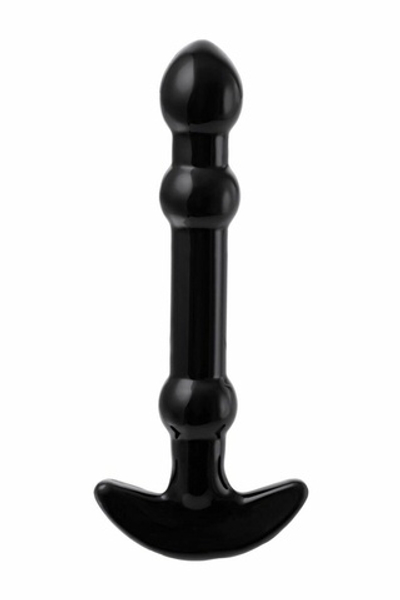 Элегантный чёрный анальный стимулятор с шариками на стволе - 19 см. (Цвет: черный)