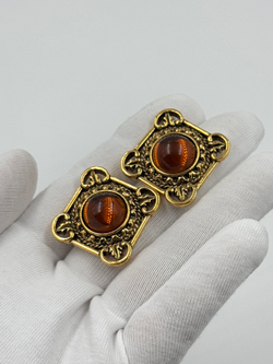 Серьги с коричневыми кабошонами Avon