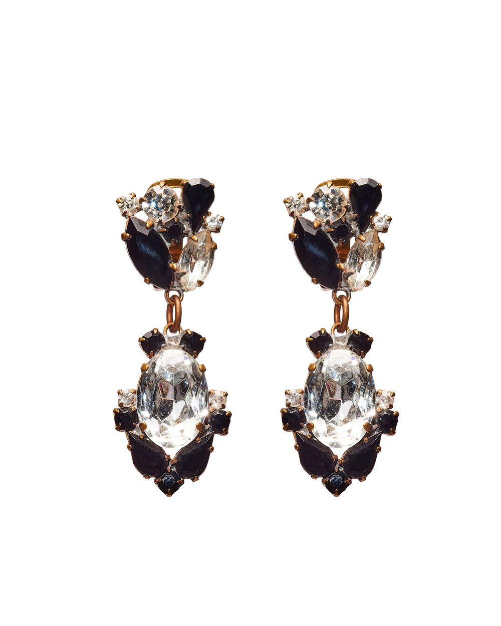 Серьги- клипсы винтажные, Чехия, черные