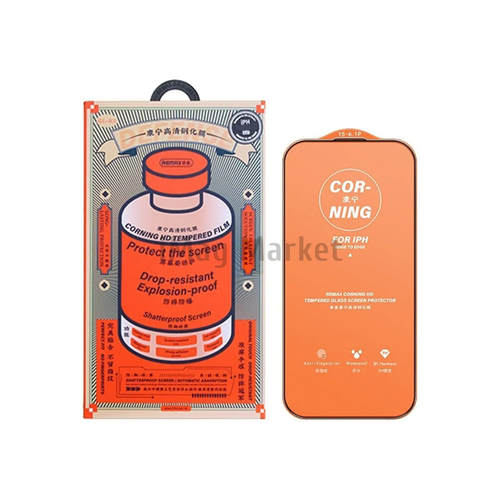 Защитное стекло REMAX GL-83 Corning HD усиленное для Apple iPhone 15 Pro, 3D, черная рамка, 0.3 мм