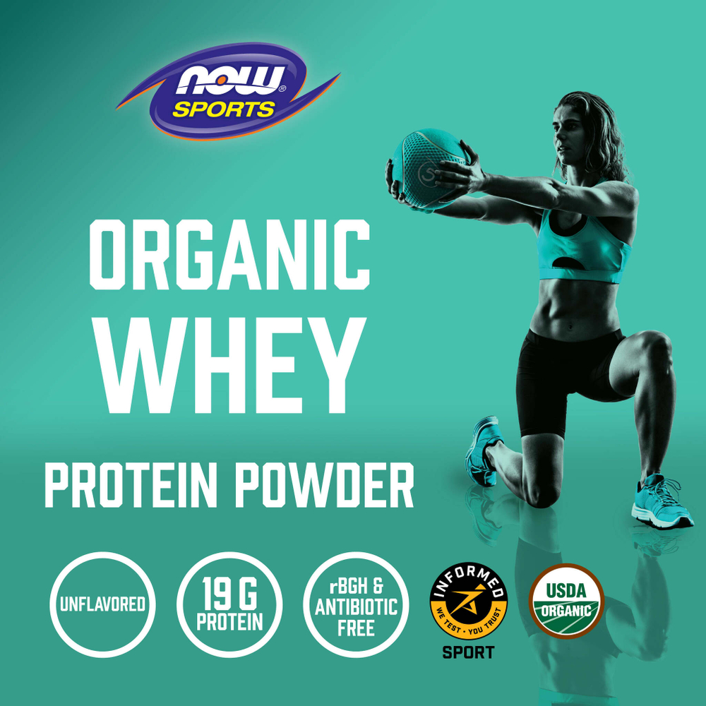 NOW Foods, Sports, органический сывороточный белок, нейтральный, без вкуса, 454 г (1 фунт)