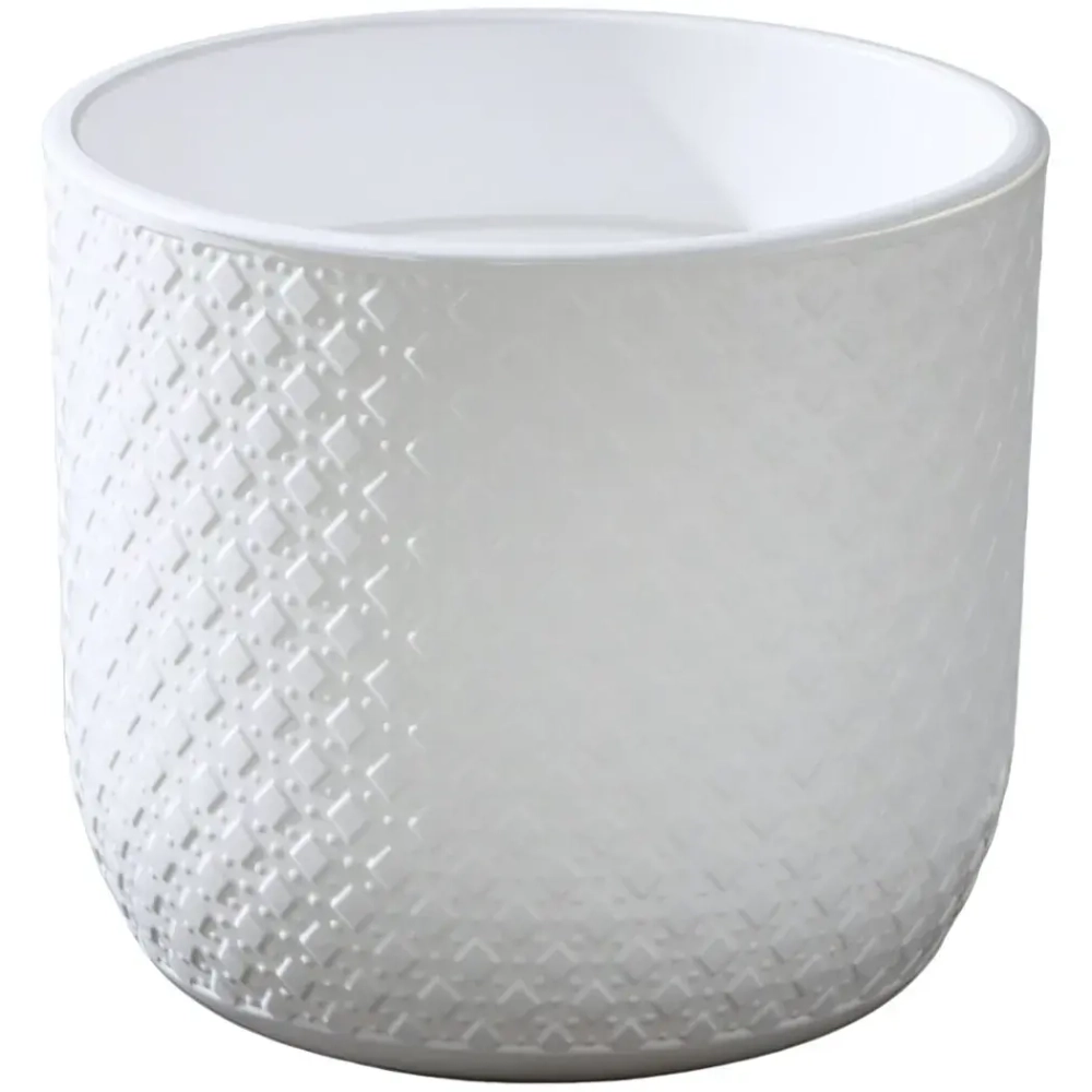 Кашпо для цветов пластиковое 3,2л d-17,5см «Клевер» во вставкой белый