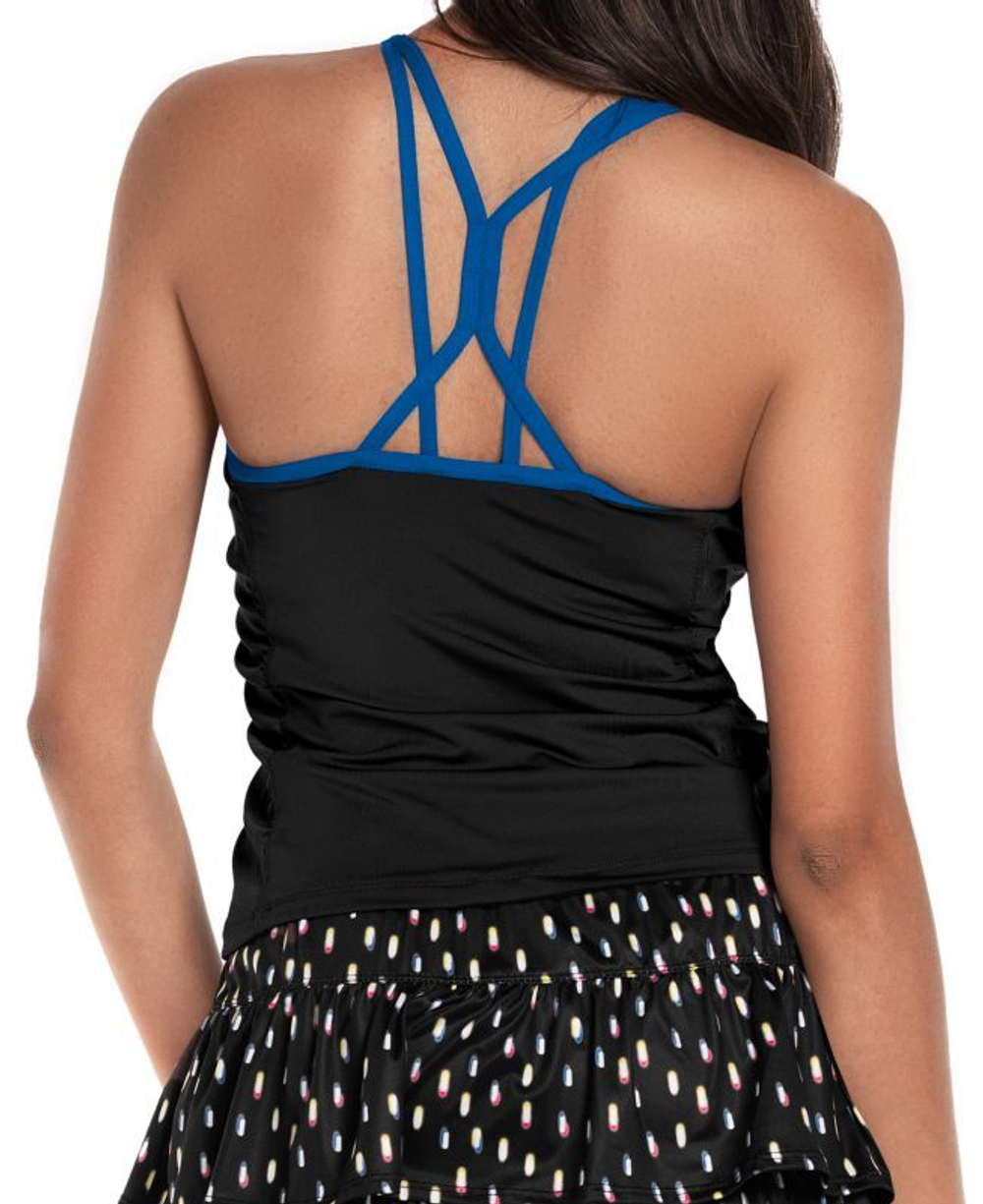 Женский топ теннисный Lucky in Love Neon Lights Ruche Crop Tank - черный