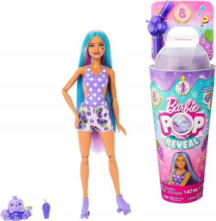 Кукла Barbie Mattel Pop Reveal - Серия Fruit - Виноградный сок: Кукла Барби с 8 сюрпризами HNW44